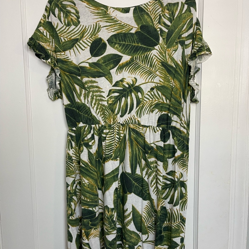 Tropical Green Leaf Print Dress